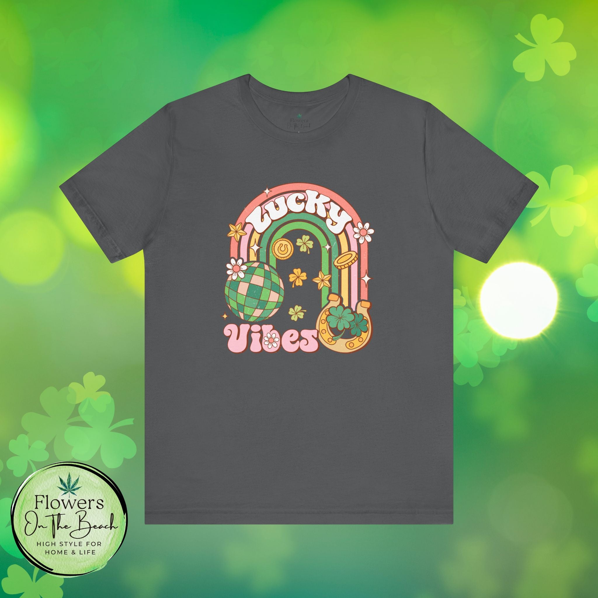 Lucky Vibes Rainbow Pot of Gold Retro Tee