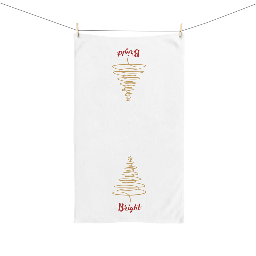 Bright - Minimalist Gold Christmas Tree Hand Towel