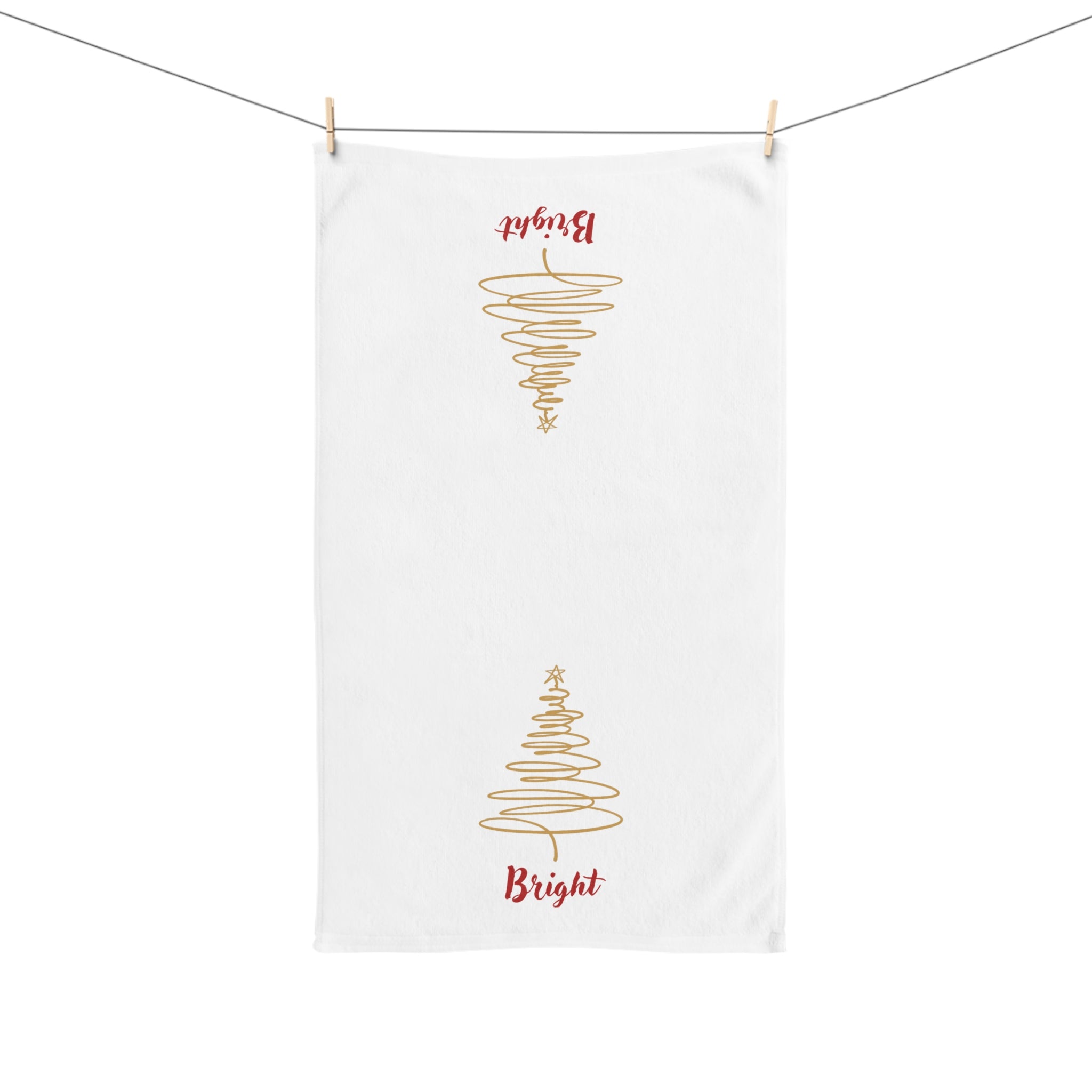 Bright - Minimalist Gold Christmas Tree Hand Towel