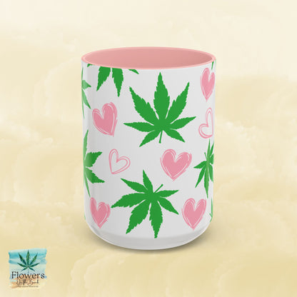Mug, Simple and Stylish Stoner Valentine's Day Coffee Cup, Romantic Weed Lover Gift, Cannabis Culture 420, 11 or 15oz