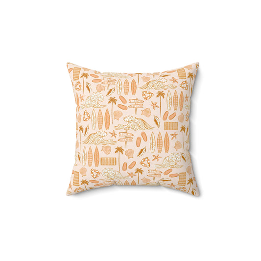 Sandy Beach Square Pillow, Coastal Decor Cushion, Decorative Sandy-Colored Pillow, Home Accent Throw Pillow