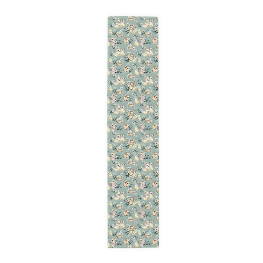 Green Spring Flowers Table Runner