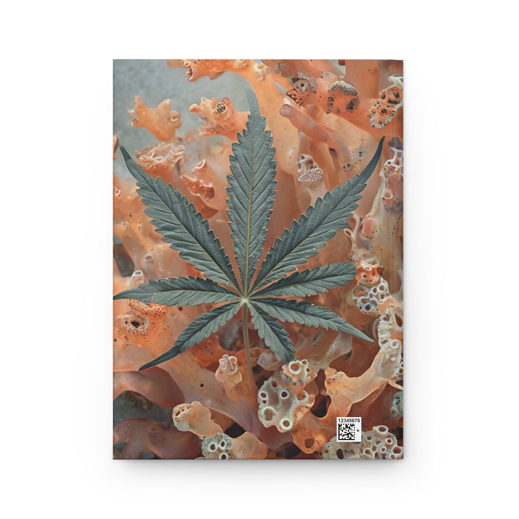 Artsy Coral and Cannabis Design Hardcover Journal