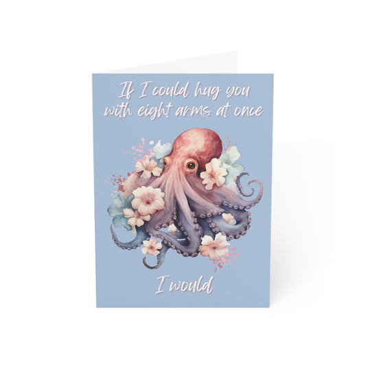 Blank Appreciation Cards, Octopus Hug Card, Ocean Lover Greeting Card, Floral Octopus Card, Unique Card, Ocean Theme Appreciation Card