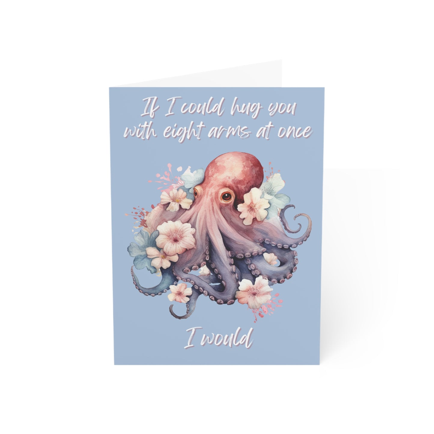 Blank Appreciation Cards, Octopus Hug Card, Ocean Lover Greeting Card, Floral Octopus Card, Unique Card, Ocean Theme Appreciation Card