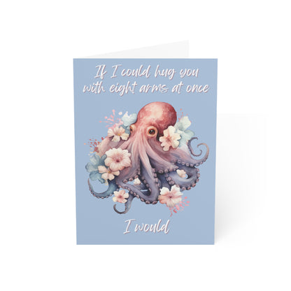 Blank Appreciation Cards, Octopus Hug Card, Ocean Lover Greeting Card, Floral Octopus Card, Unique Card, Ocean Theme Appreciation Card