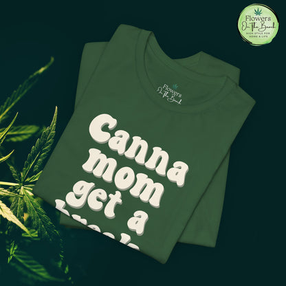 Canna Mom Get a Break Tee, Unisex Jersey T-Shirt, Cannabis Lover Gift, Relaxed Fit Tee, Perfect for Moms, Gift for 420 Celebrations