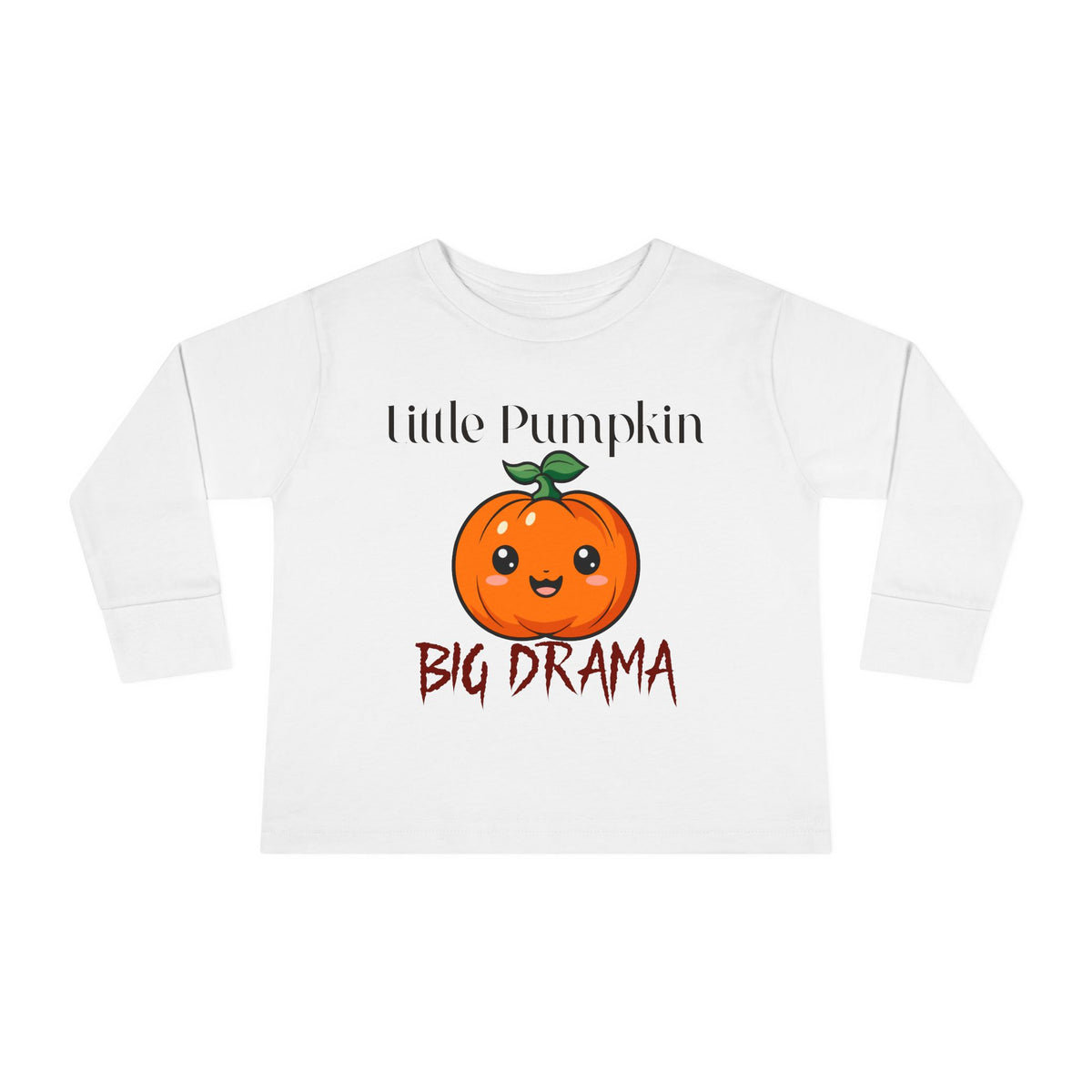 Toddler Long Sleeve Tee — "Little Pumpkin, Big Drama" Halloween Shirt