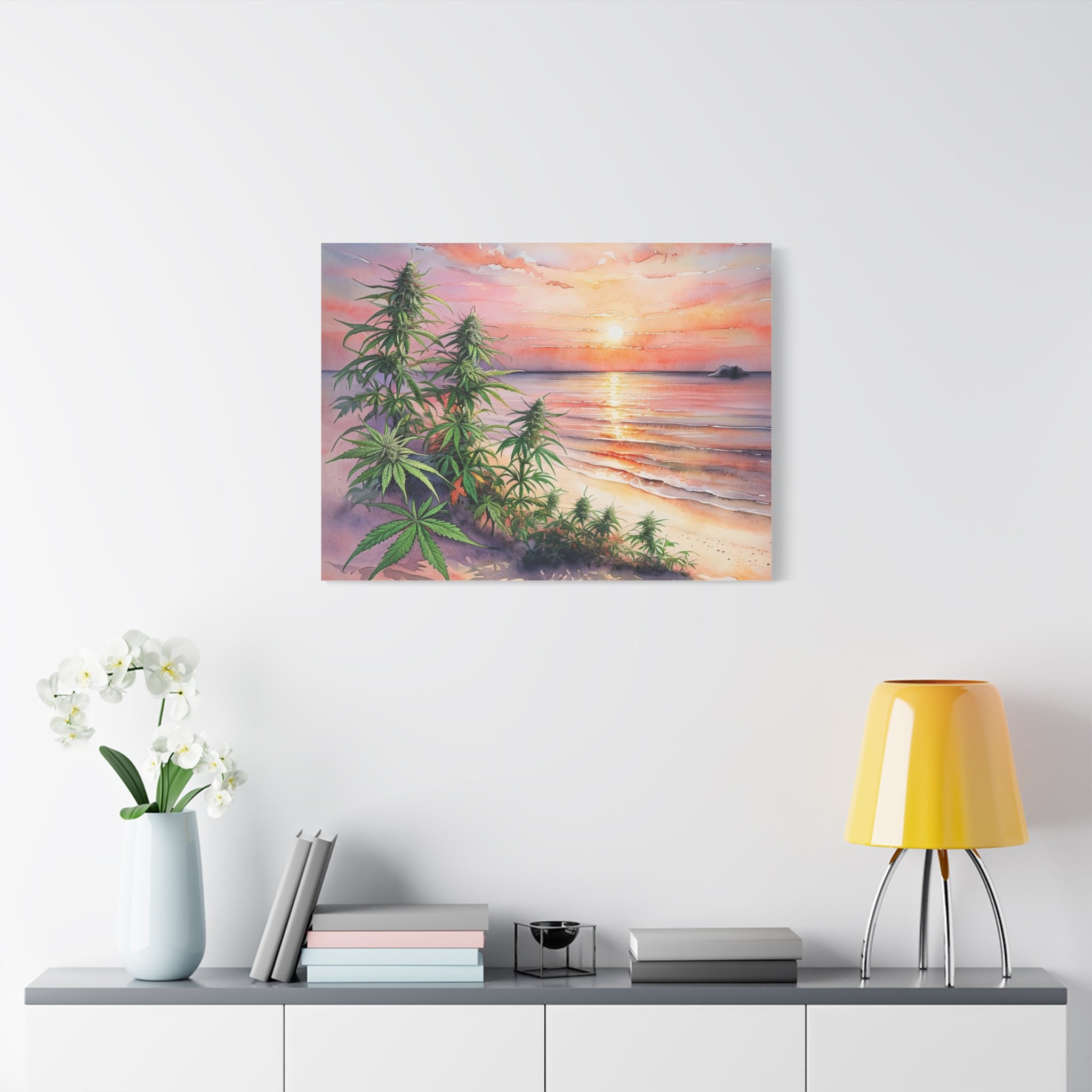 Cannabis Flowers on the Beach Wall Art