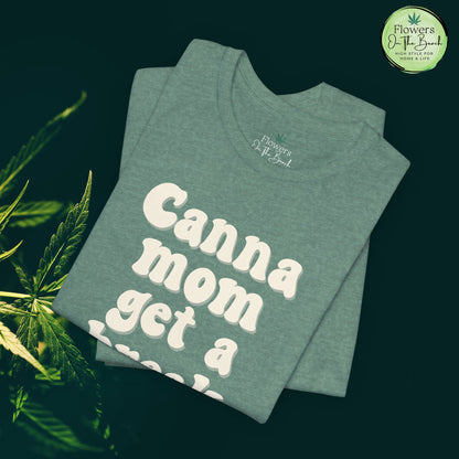 Canna Mom Get a Break Tee, Unisex Jersey T-Shirt, Cannabis Lover Gift, Relaxed Fit Tee, Perfect for Moms, Gift for 420 Celebrations