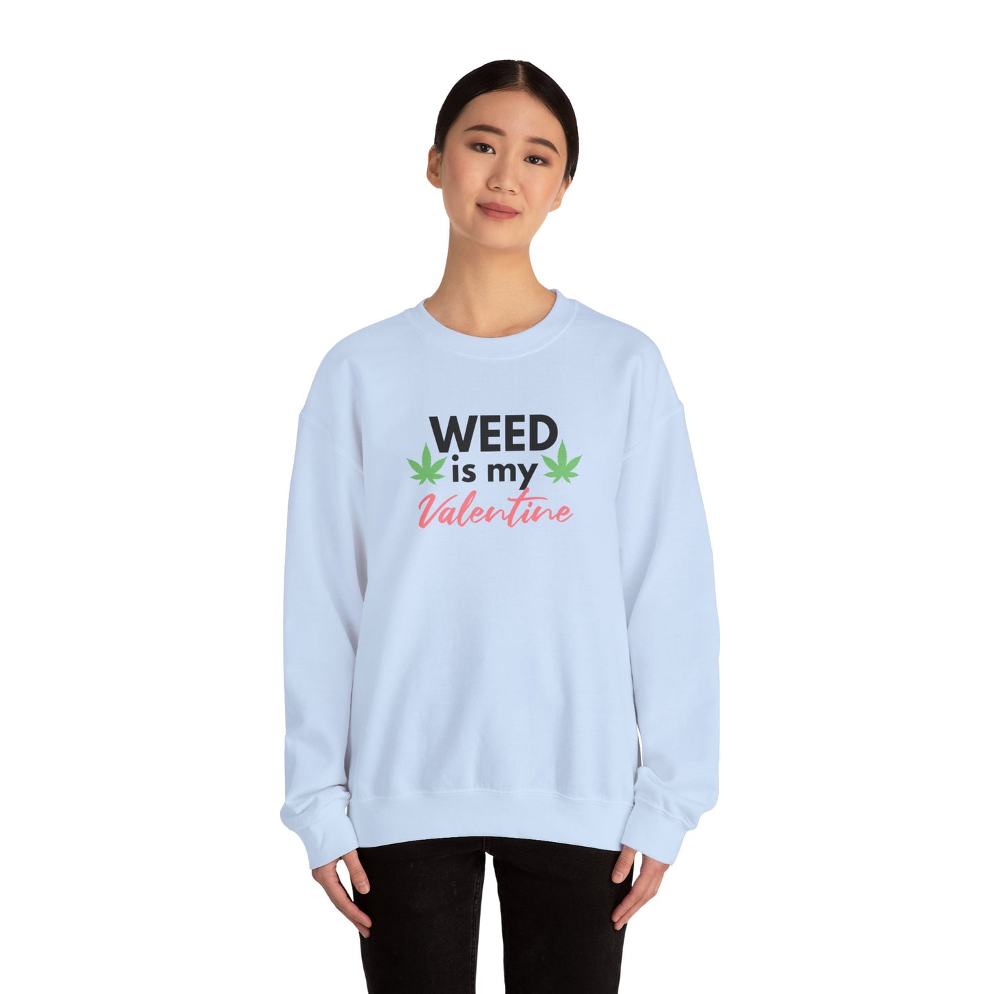 Valentine's Day Weed Long Sleeve Sweatshirt, Unisex Shirt Gift, Weed Lover Clothing, Funny Valentine Apparel, Cannabis Crewneck Jumper,