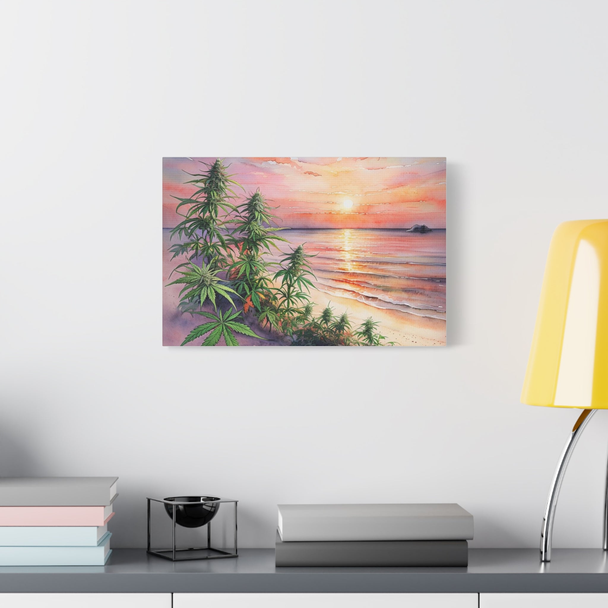 Cannabis Flowers on the Beach Wall Art