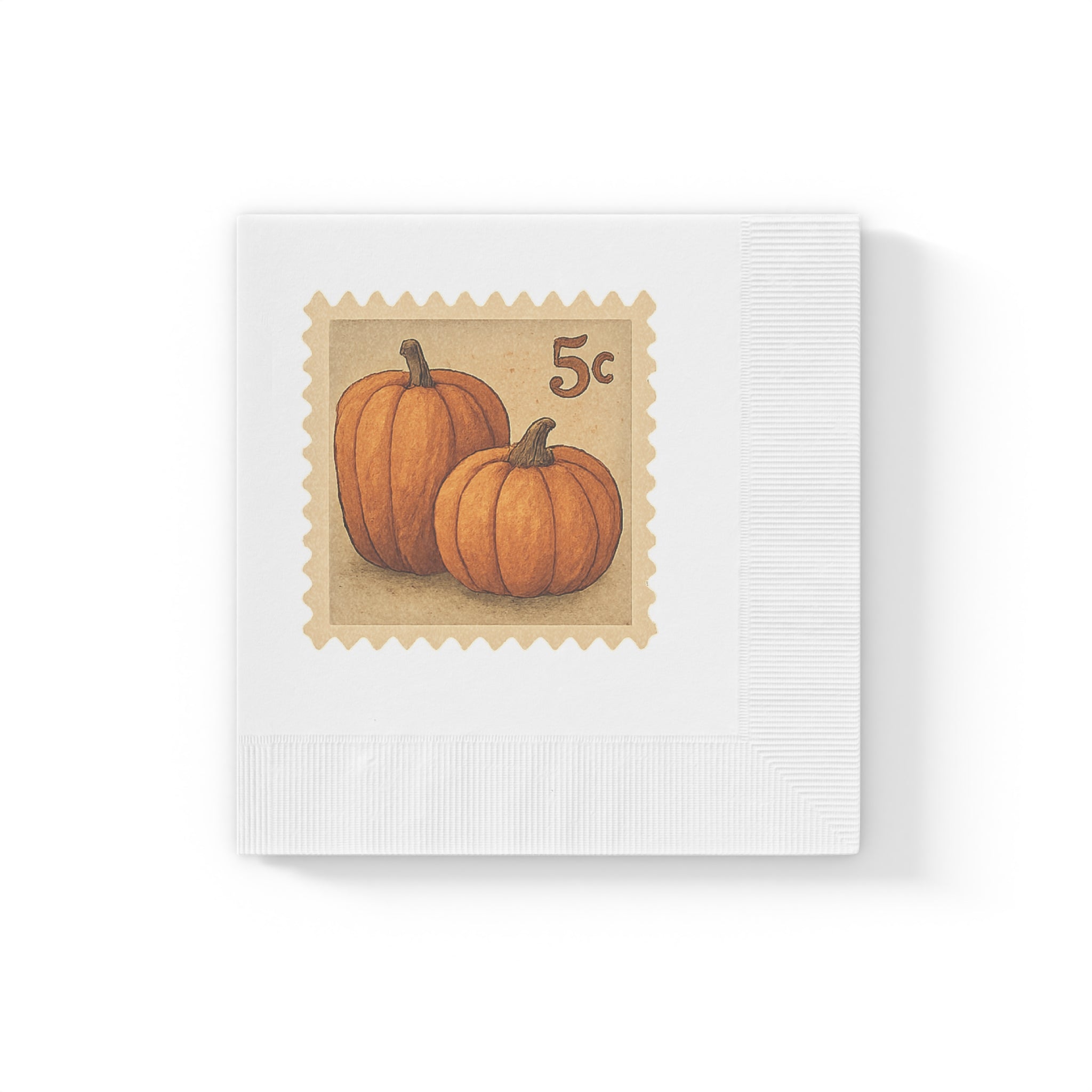 Vintage Fall Pumpkin Postage Stamp Napkins