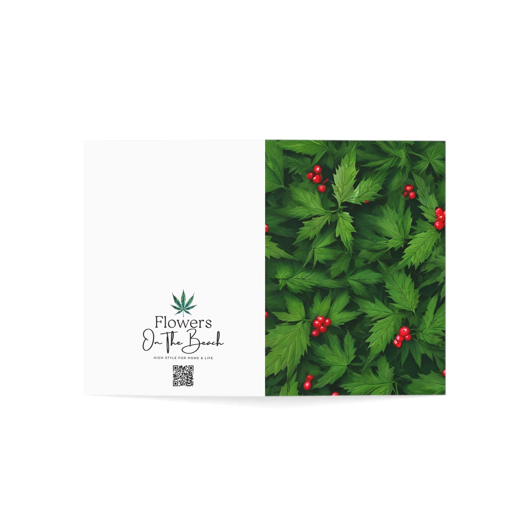 Cannabis-Themed Christmas Card | Weed Leaves of Holly