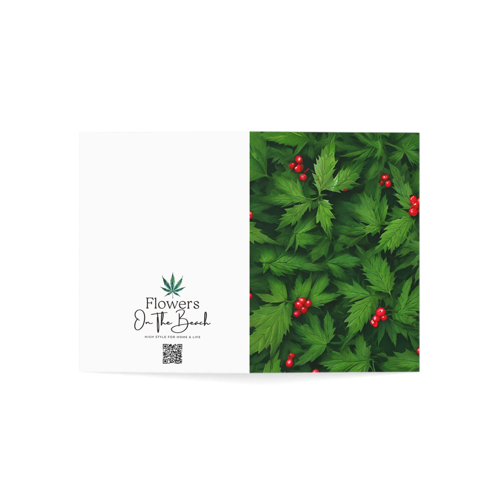 Cannabis-Themed Christmas Card | Weed Leaves of Holly
