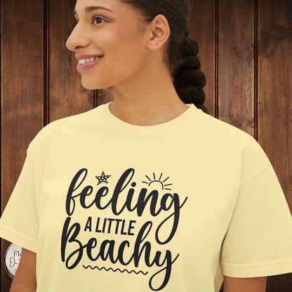 Beachy Women's Boxy Tee, Crop Tshirt, Beach Theme Shirt, Summer Vibes Top, Vacation Apparel