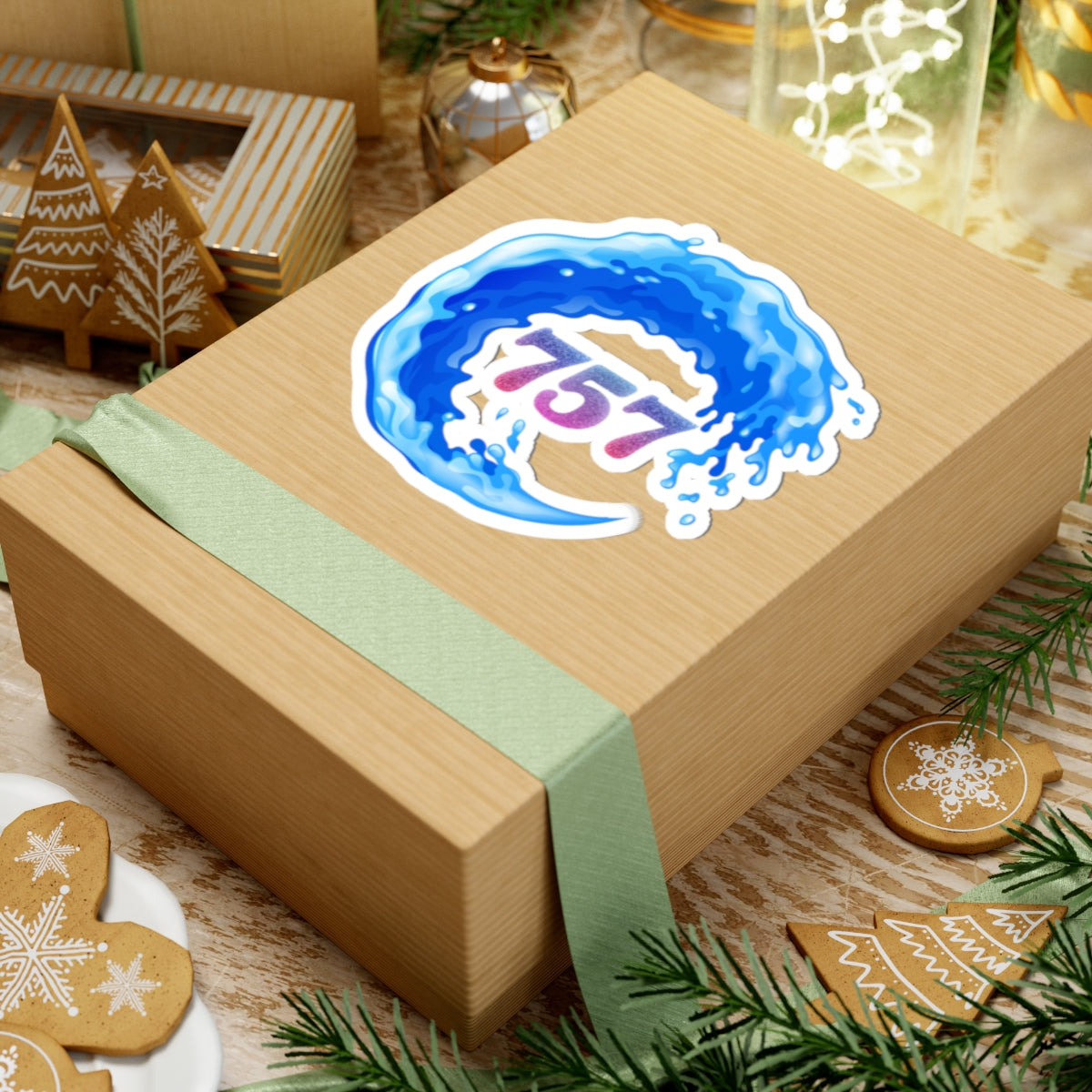 Ocean Wave Kiss-Cut Stickers | Laptop Decals, Water Bottle Stickers, Surfing Decor, Custom Stickers, Beach Lover Gifts