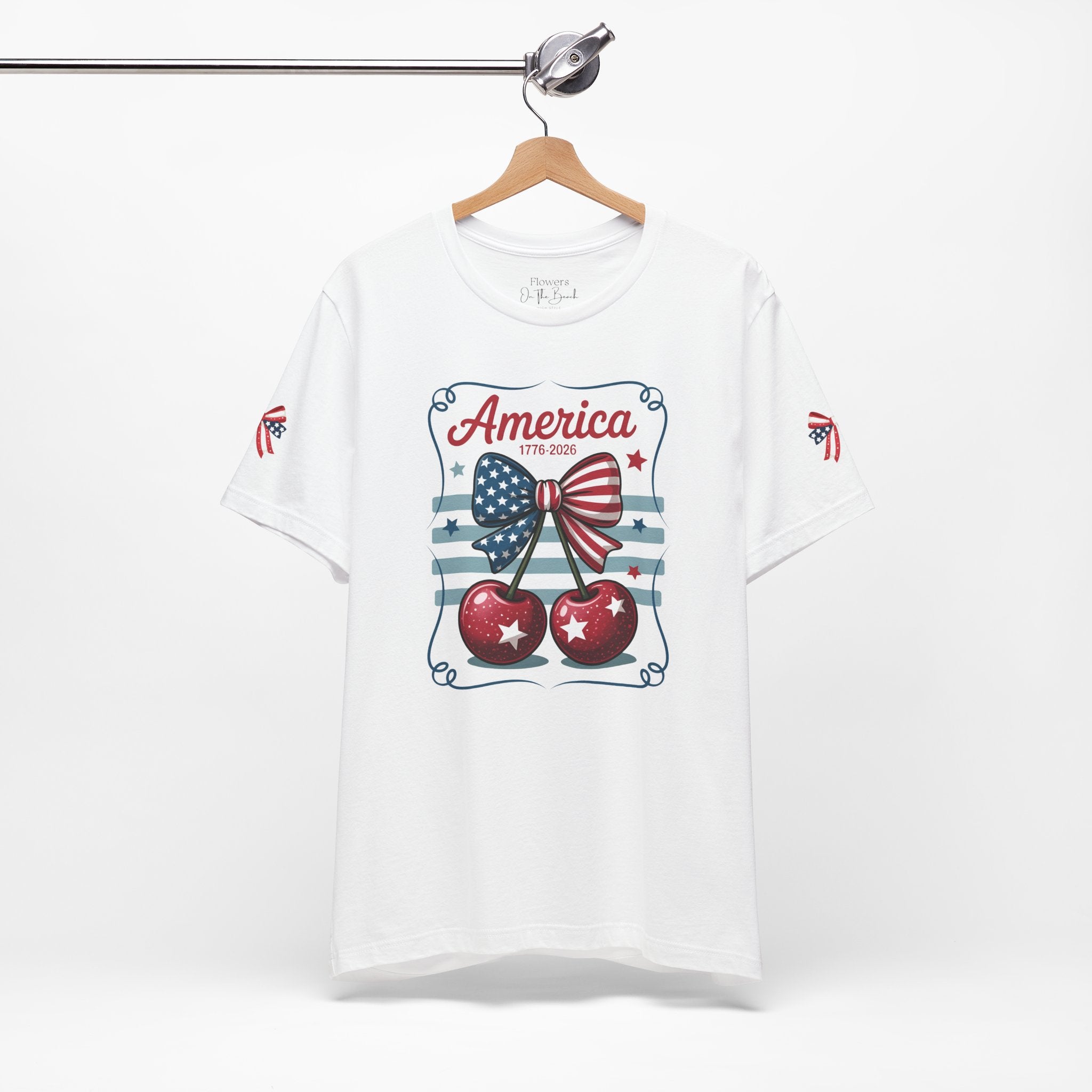 Patriotic 250th Cherries & Bows Tee — America's 250th Anniversary T-Shirt