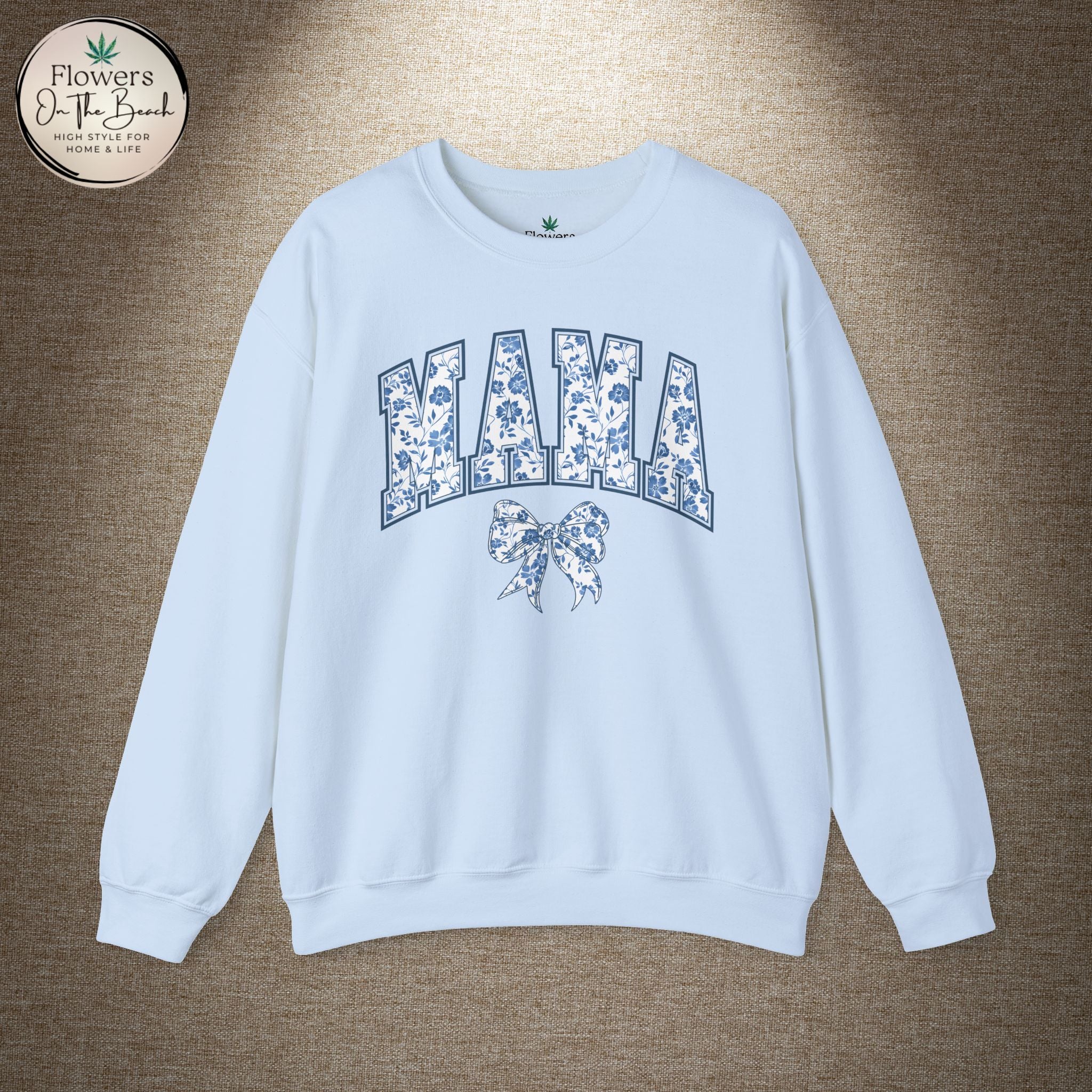 Floral Mama Coquette Blue Flowers Crewneck Sweatshirt