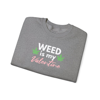 Valentine's Day Weed Long Sleeve Sweatshirt, Unisex Shirt Gift, Weed Lover Clothing, Funny Valentine Apparel, Cannabis Crewneck Jumper,