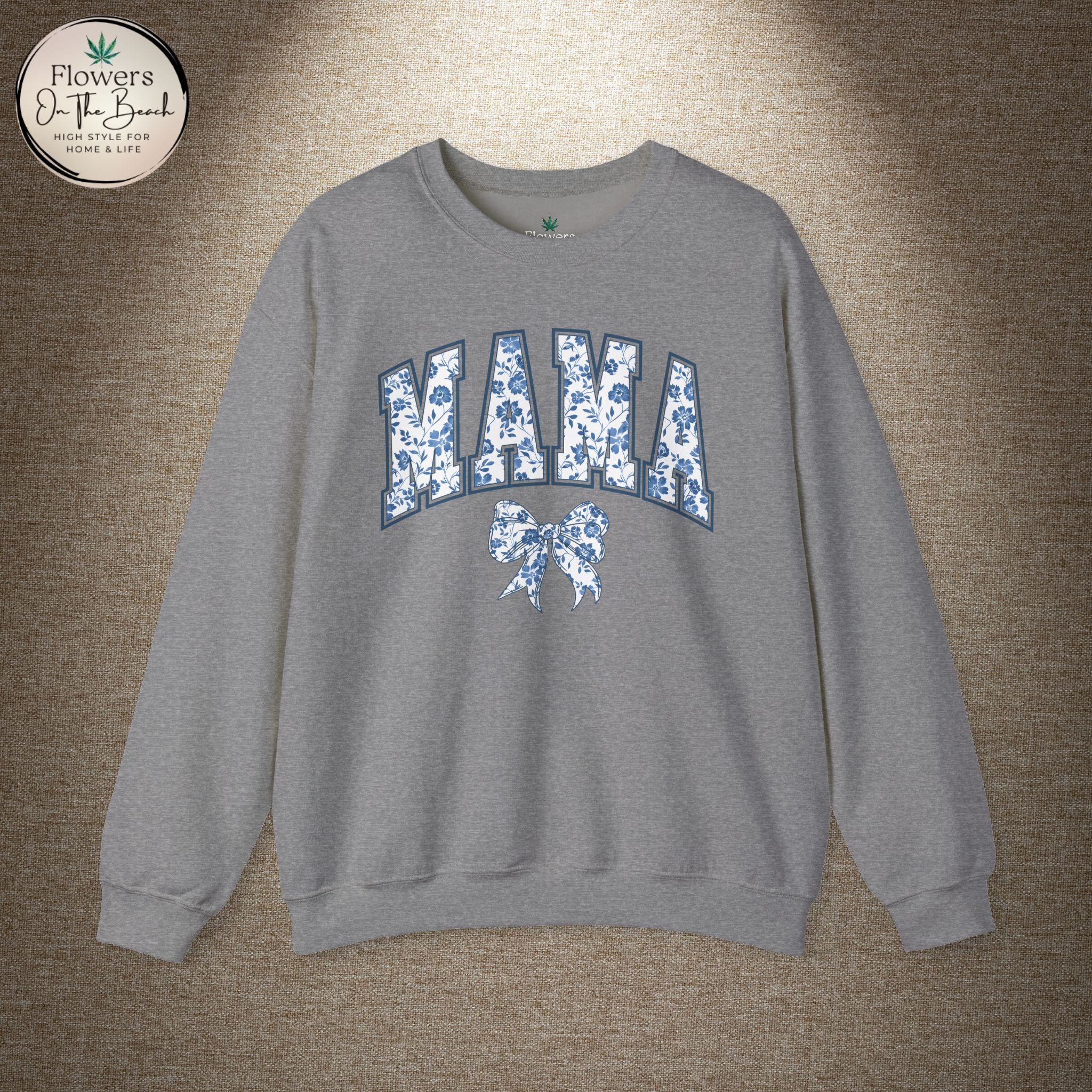 Floral Mama Coquette Blue Flowers Crewneck Sweatshirt