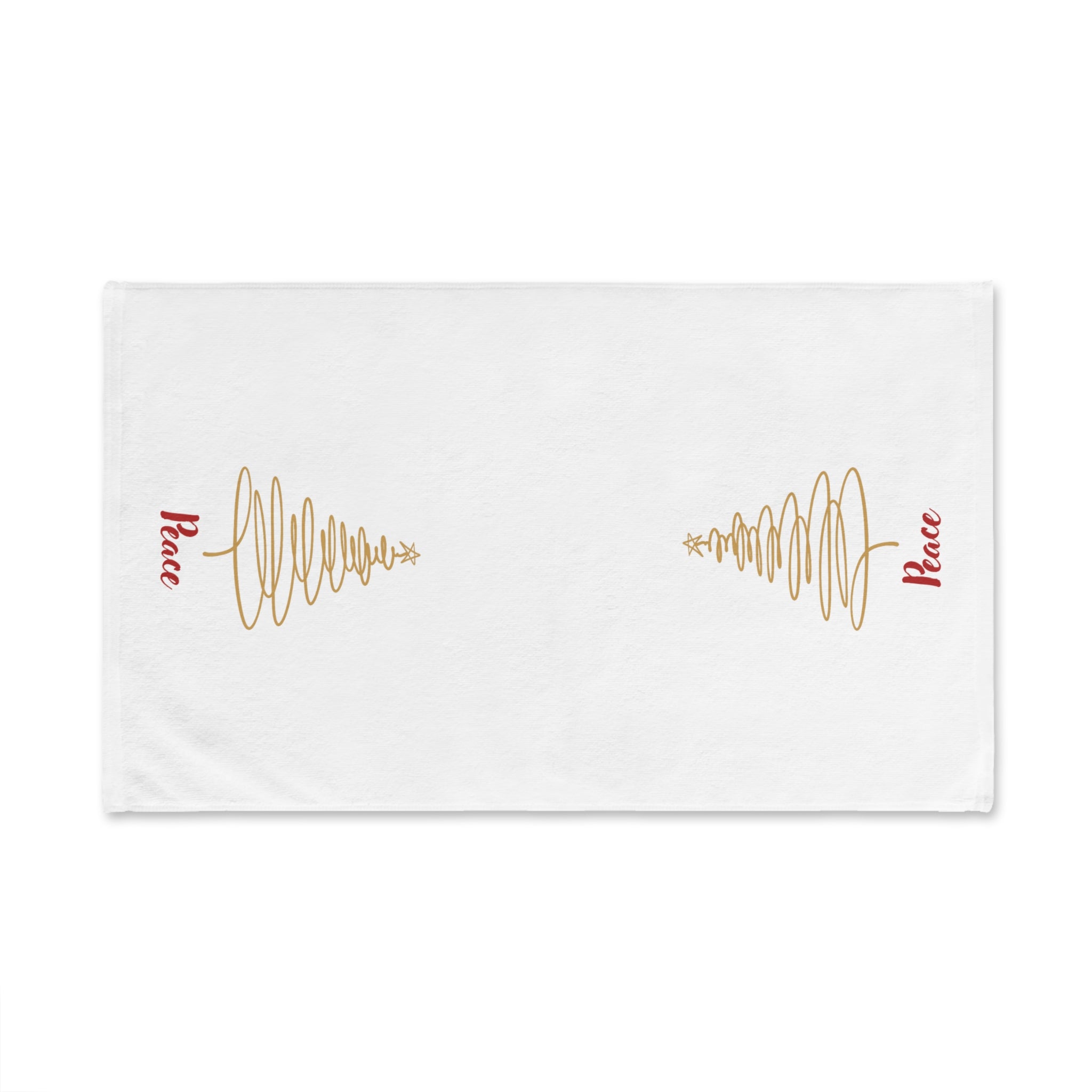 Peace - Minimalist Gold Christmas Tree Hand Towel