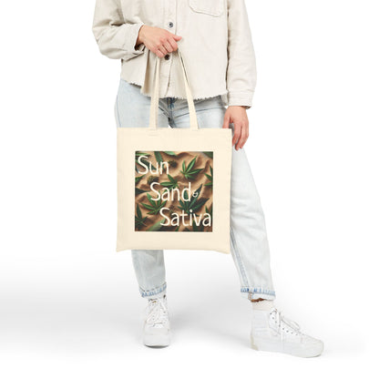 Sun Sand Sativa Bag, Stoner Bag, Stoner Gift, Beachy Stoner Bag, Cotton Bag, Weed Bag for Stoner, Sun Sand Sativa, Gift for Stoner