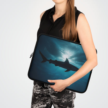 Shark Laptop Sleeve, Whitetip Shark, Shark Lover Gift, Ocean Animal Tech Case, Marine Life Computer Cover