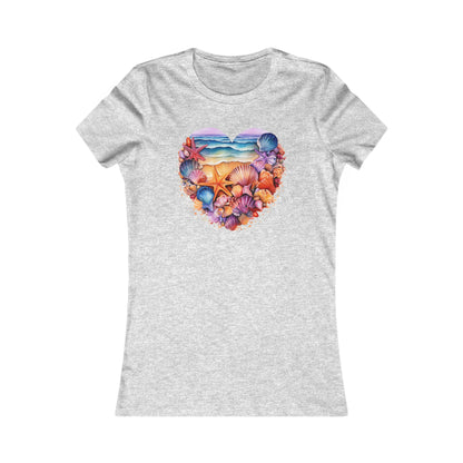 Beachy Women's Tee, Heart Graphic T-Shirt for Her, Love Shirt Gift, Romantic Casual Top, Red and White Summer Apparel