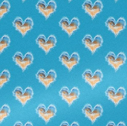 Wrapping Paper - Turquoise Heart Waves and Sand Design, Ocean Gift Wrap, Beachy Wrap