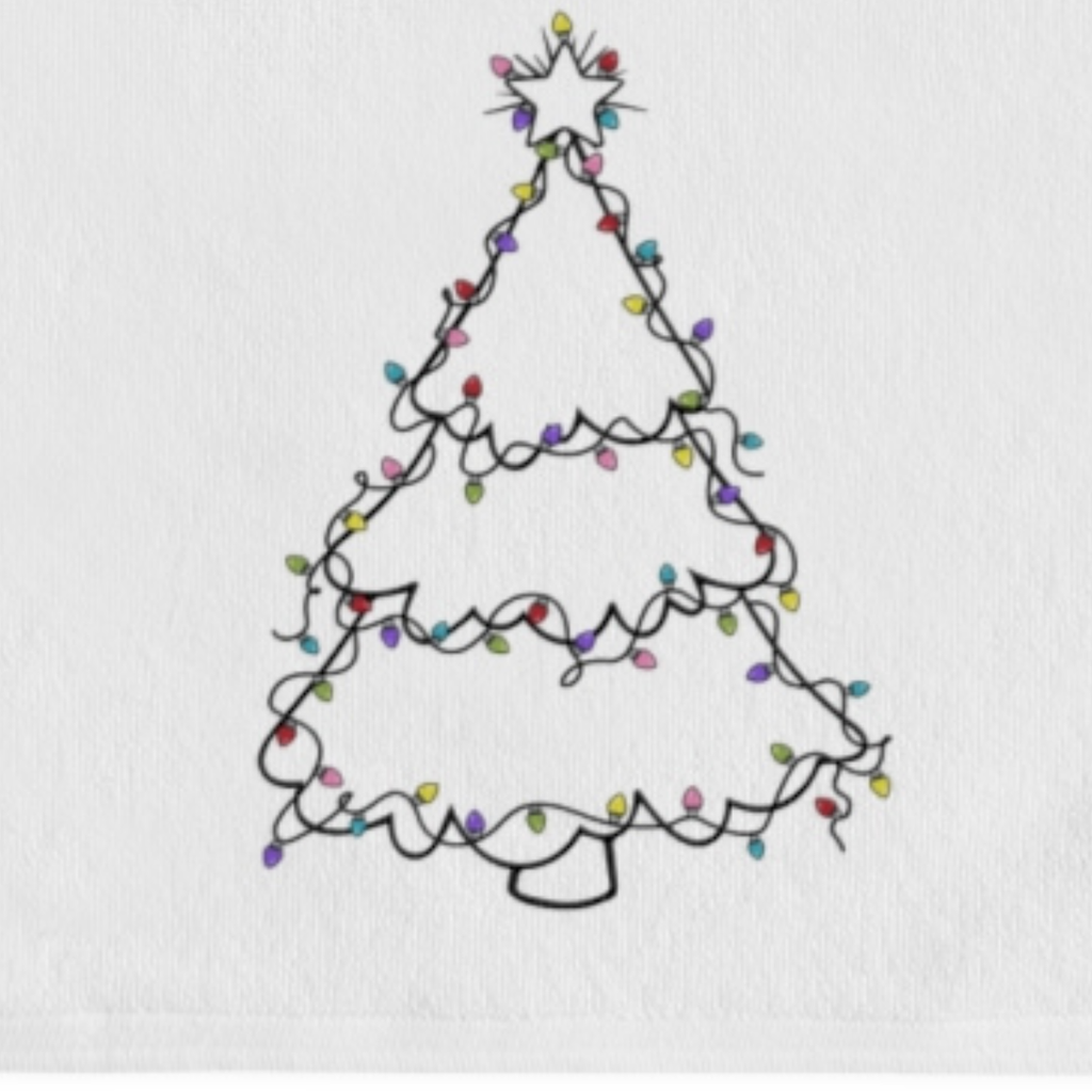 Minimalist Tree with Lights Hand Towel