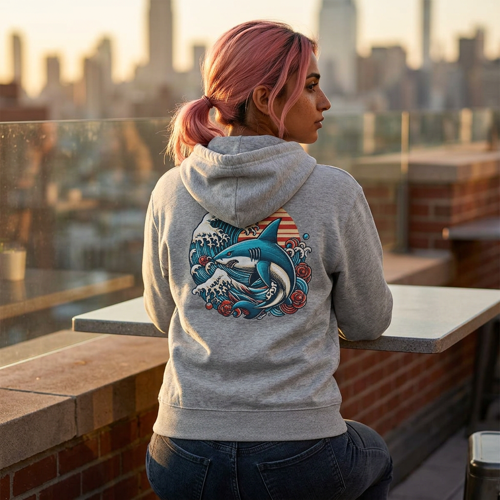 Ocean Wave Shark Hoodie