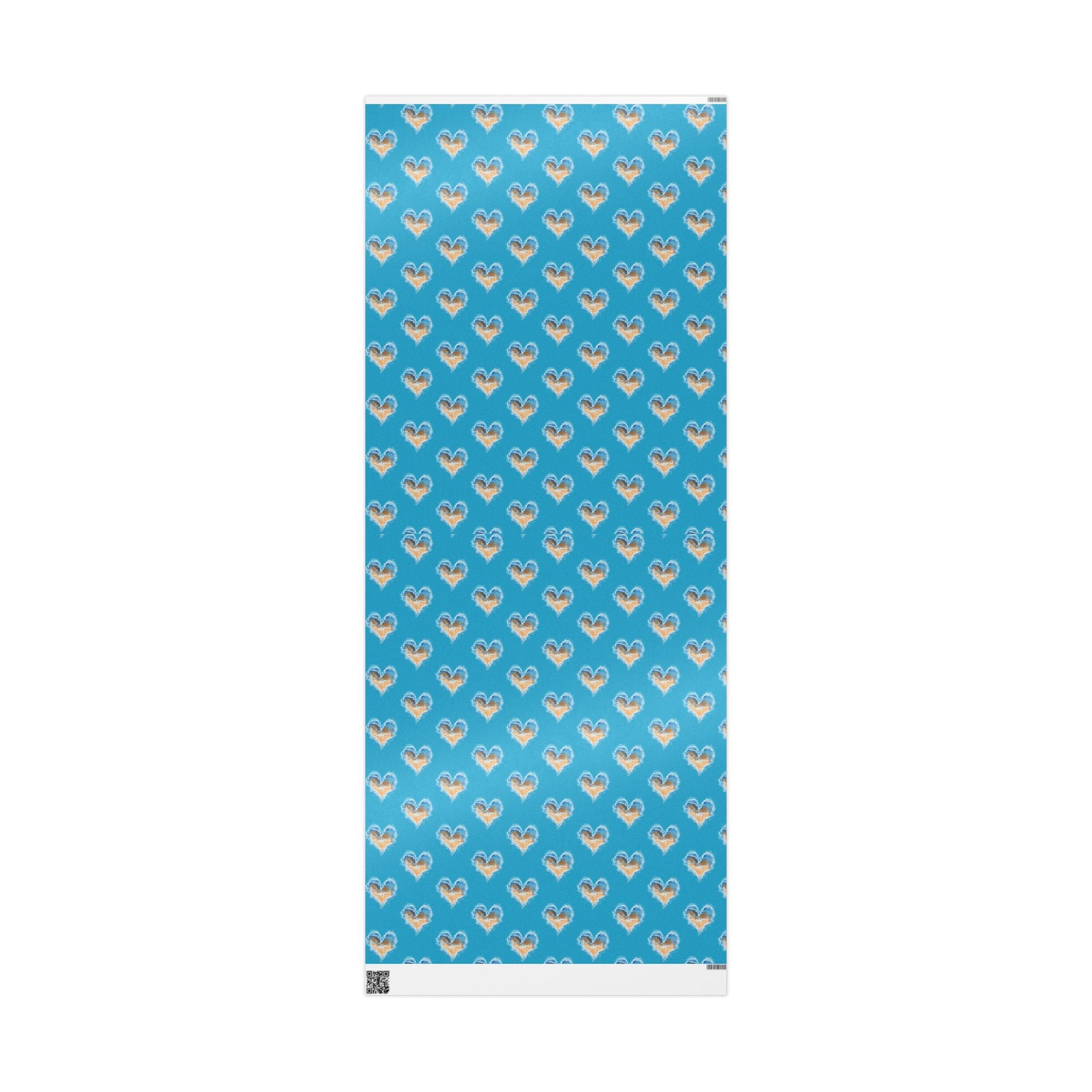 Turquoise Heart Waves and Sand Gift Wrap