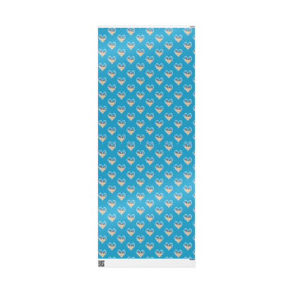 Wrapping Paper - Turquoise Heart Waves and Sand Design, Ocean Gift Wrap, Beachy Wrap