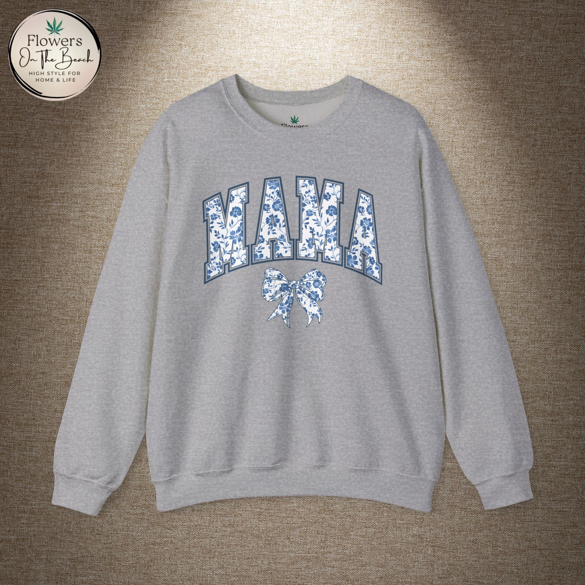 Floral Mama Coquette Blue Flowers Crewneck Sweatshirt