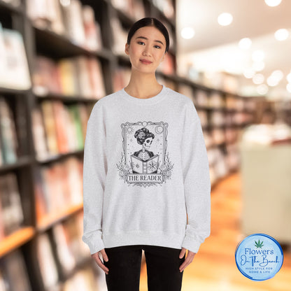 Tarot Card Skeleton Sweatshirt, The Reader Graphic Design, Gift for Tarot Lovers, Skeleton Clothing, Gothic Sweatshirt, Book Lover Apparel