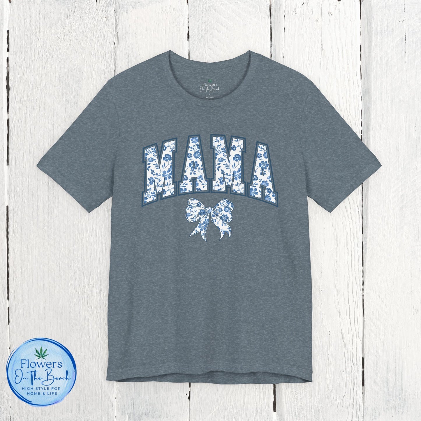 Floral Mama Coquette Blue Flowers T-shirt, Mother's Day Gift, Gift for Her, Mom Apparel, Floral T-shirt, Boy Mom T-shirt