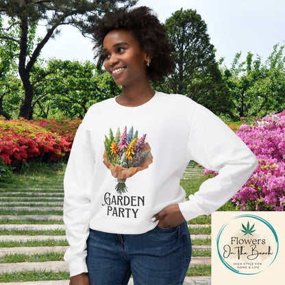 Garden Party Lightweight Crewneck, Stoner Valentines Gift, Floral Stoner Jumper, Marijuana Lover Shirt, 420 Humor Tshirt, Cannabis Humor