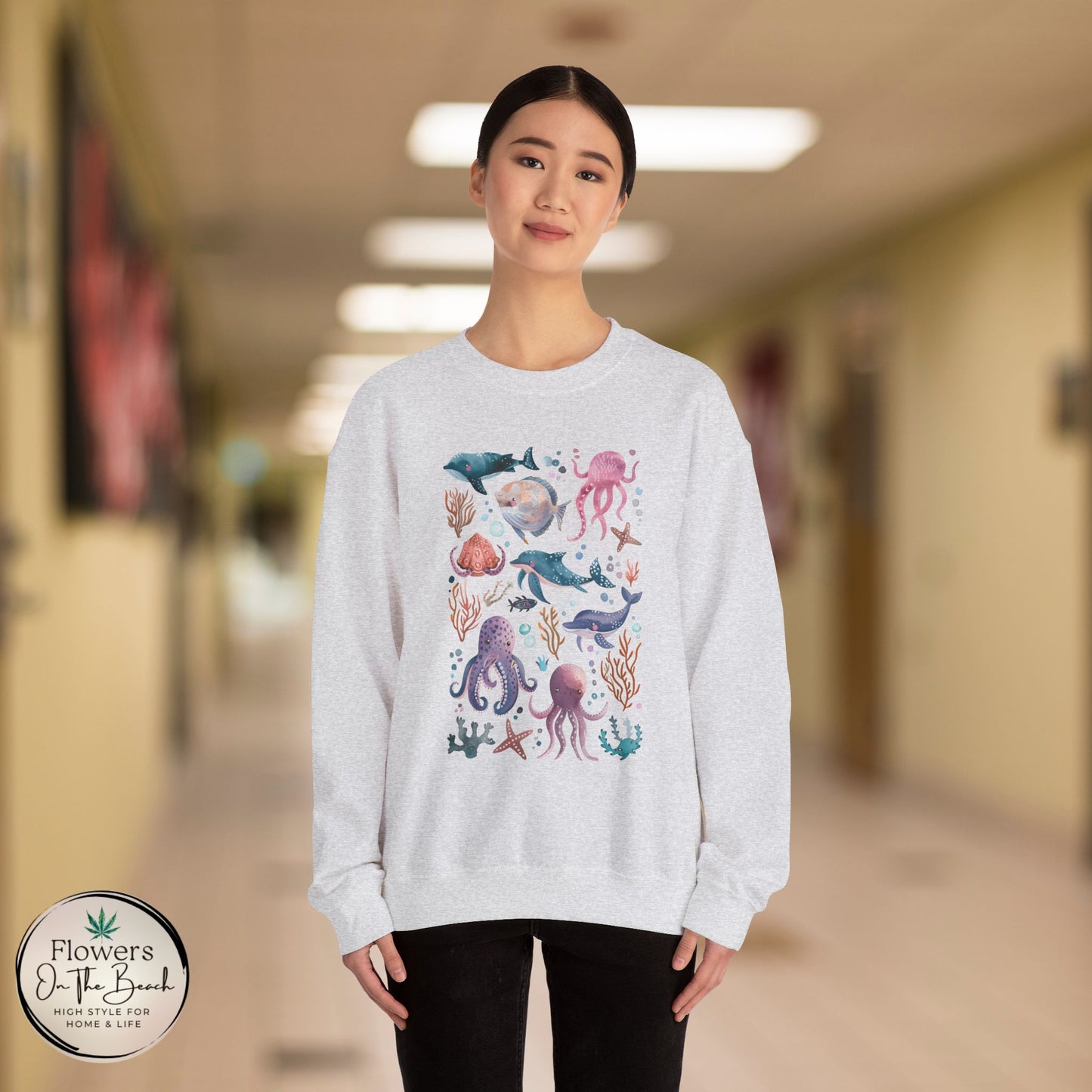 Ocean Lover Sweatshirt, Marine Animals Unisex Crewneck Jumper, Ocean Life Pullover, Nautical Sweatshirt, Sea Creatures Sweater