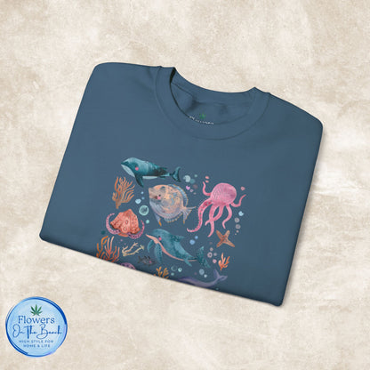 Ocean Lover Sweatshirt, Marine Animals Unisex Crewneck Jumper, Ocean Life Pullover, Nautical Sweatshirt, Sea Creatures Sweater