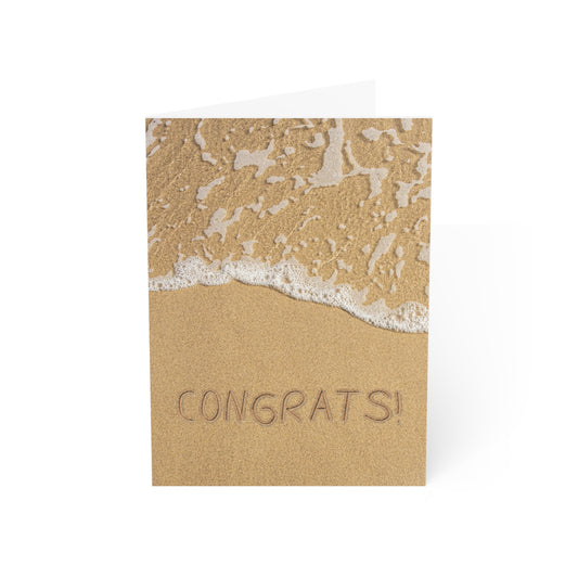 Blank Congrats Cards, Ocean Congratulations Card, Sand Writing Card, Beach Waves Awesome Card, Ocean Theme Note Card