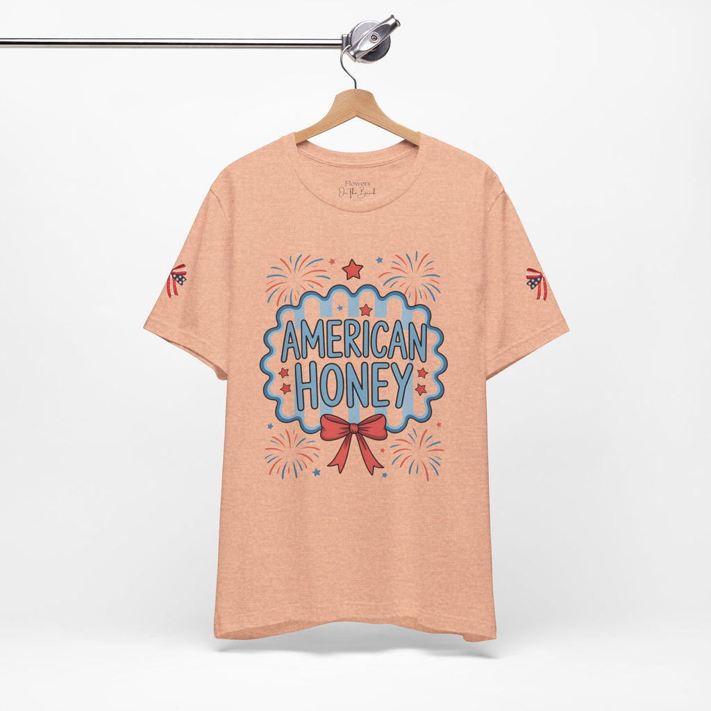 American Honey Fireworks and Bows Tee | Red White Blue Patriotic
