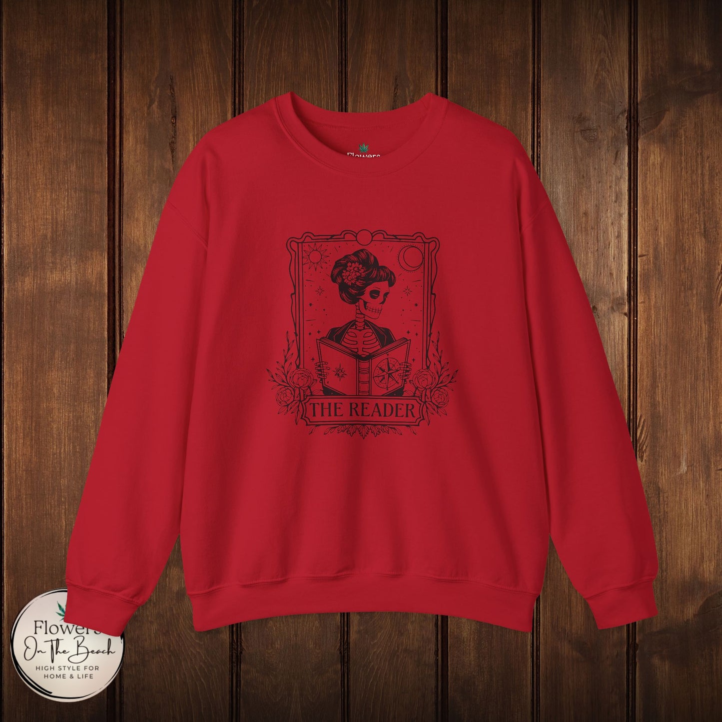 Tarot Card Skeleton Sweatshirt, The Reader Graphic Design, Gift for Tarot Lovers, Skeleton Clothing, Gothic Sweatshirt, Book Lover Apparel