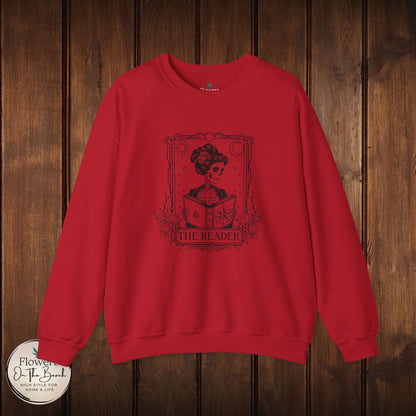 Tarot Card Skeleton Sweatshirt, The Reader Graphic Design, Gift for Tarot Lovers, Skeleton Clothing, Gothic Sweatshirt, Book Lover Apparel