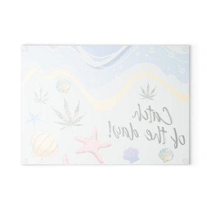 Glass Board, Catch of the Day, Cannabis Flowers on the Beach, 420 Kitchen Decor, 420 Gift, Foodie Gift, Beach Theme Decor, Weed Themed Decor