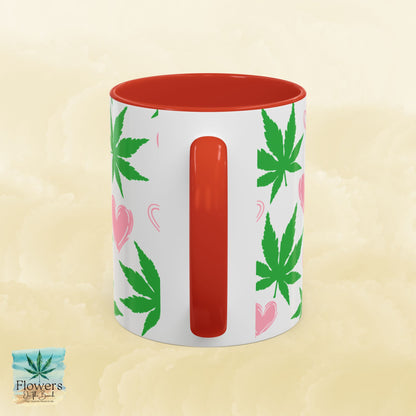 Mug, Simple and Stylish Stoner Valentine's Day Coffee Cup, Romantic Weed Lover Gift, Cannabis Culture 420, 11 or 15oz