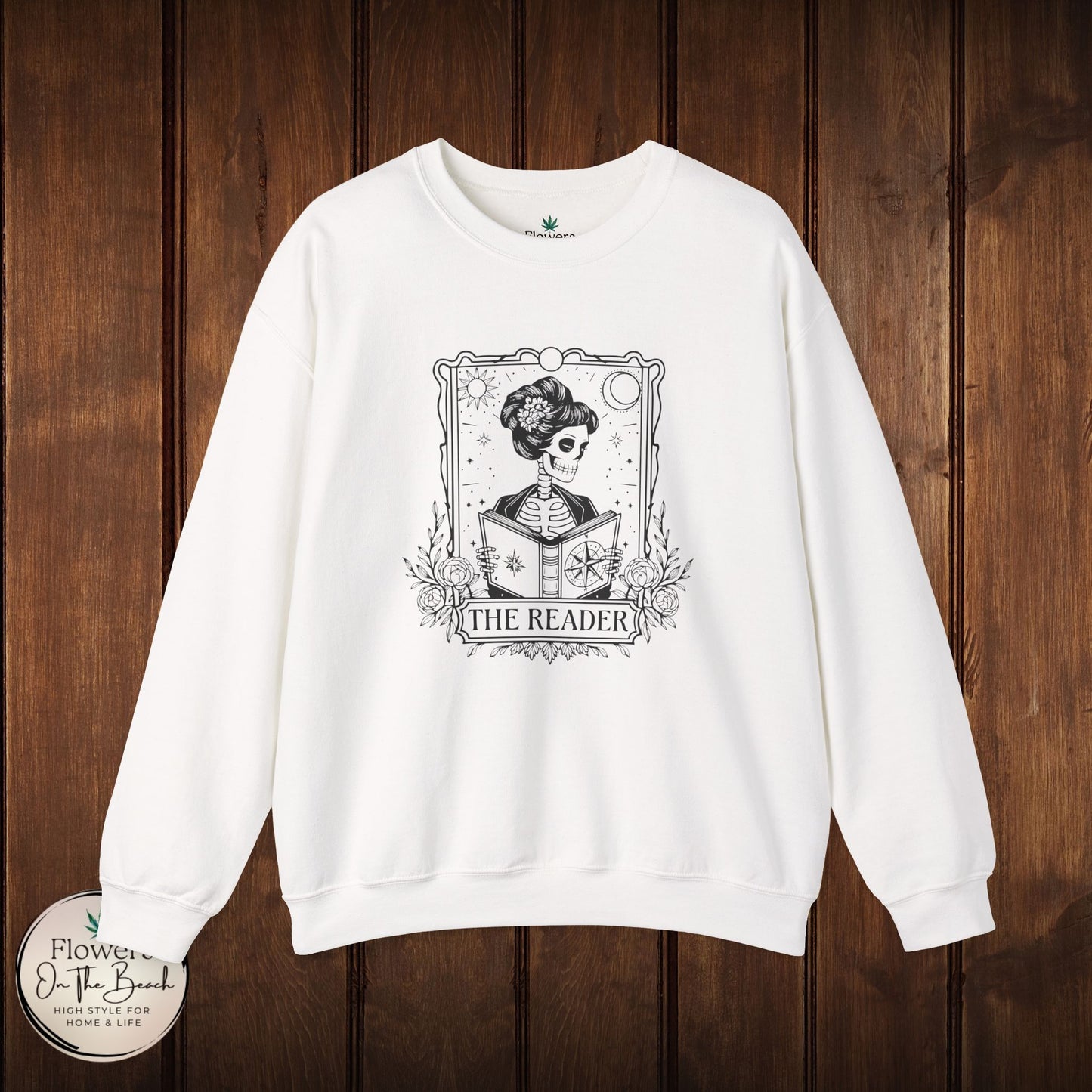 Tarot Card Skeleton Sweatshirt, The Reader Graphic Design, Gift for Tarot Lovers, Skeleton Clothing, Gothic Sweatshirt, Book Lover Apparel