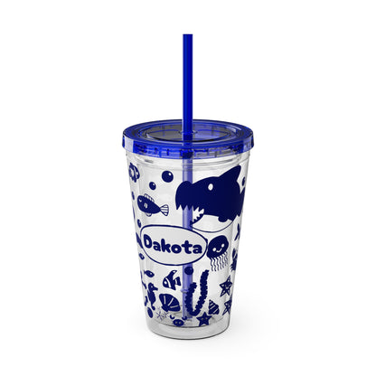 Personalized Kids 16 oz Tumbler with Straw, Kids Who Love Oceans Cup, Personalized Kids Gift
