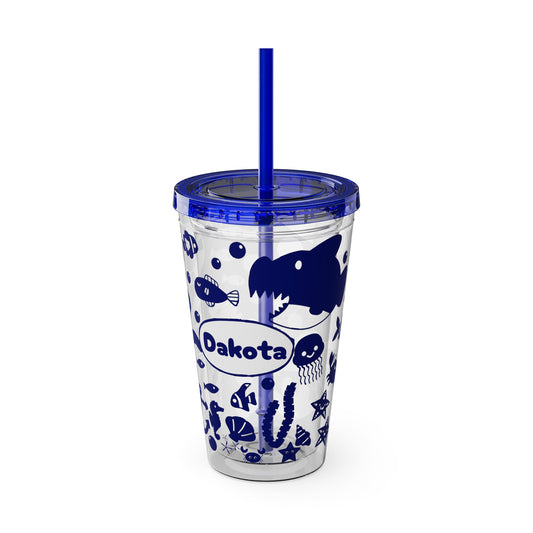 Personalized Kids 16 oz Tumbler with Straw, Kids Who Love Oceans Cup, Personalized Kids Gift