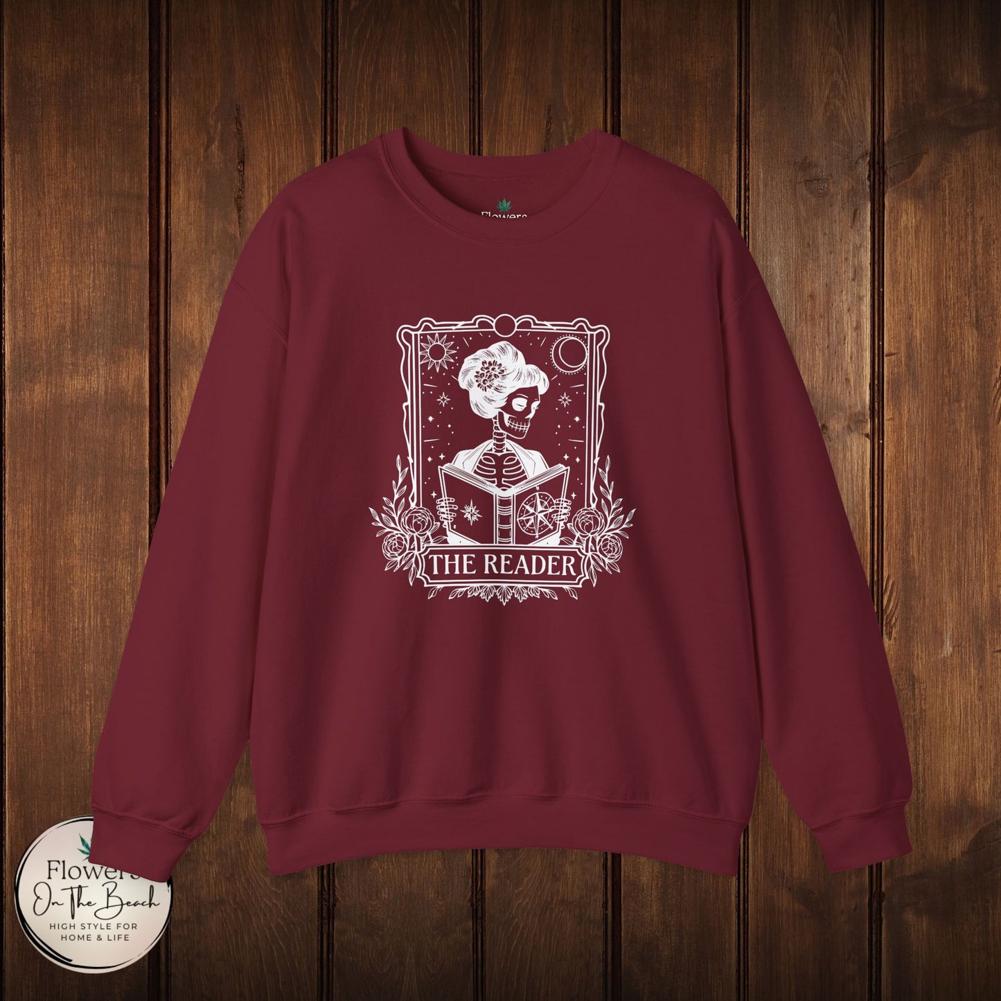 Tarot Card Skeleton Sweatshirt, The Reader Graphic Design, Gift for Tarot Lovers, Skeleton Clothing, Gothic Sweatshirt, Book Lover Apparel